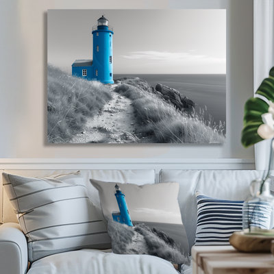 Photo de phare monochrome bleu en hiver IV - décoration murale phares