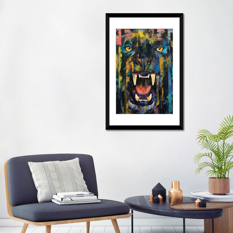 «Black Panther», reproduction sur toile, Papier d'art encadré noir, H 32 po x l 24 po x P 1 po, Blanc