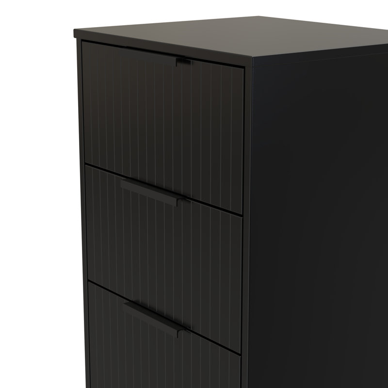 Atsumi 45cm W Manufactured Wood Bedside Table, Deep Black/Black Matt