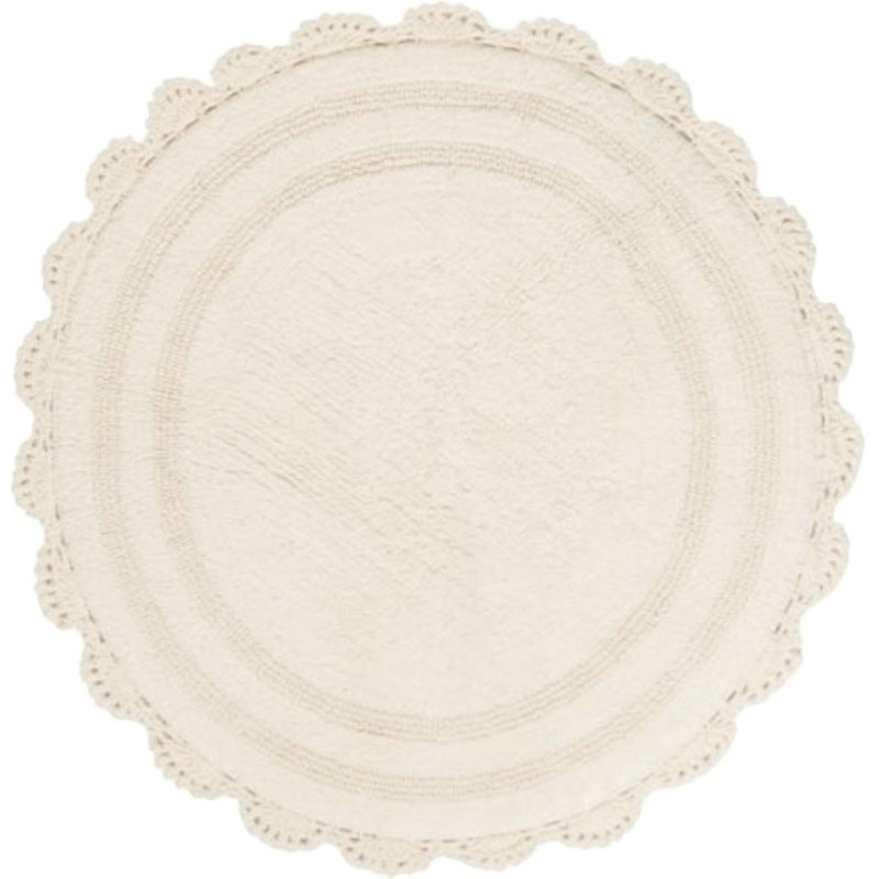 Crochet Cotton Reversible Bath Rug - Round, Ivory