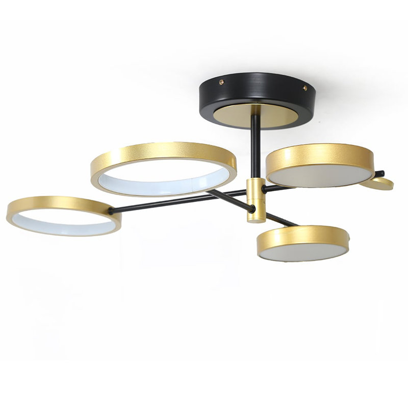 Aloy Nordic Style Semi Flush Mount Lighting Gold Ceiling Light Fixture LED Ring