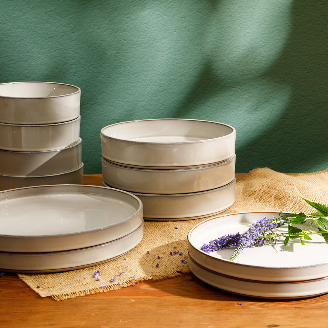 Santorini Dinnerware Set - Service for 4, Moonstone White