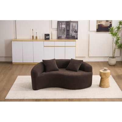 Causeuse incurvée 67 po, canapé à compression pleine éponge, style tai-chi chinois, canapé en forme de S pour les petits espaces, appartement, café, hôtel, chambre à coucher