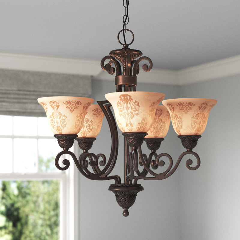 Hopson 5 - Light Dimmable Classic / Traditional Chandelier, Screen Amber