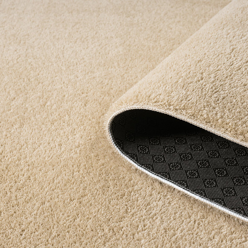 Taeler Washable Modern Living Room Rug Polyester Plain Indoor Area Rug with Low Pile - Anti-Slip Felt Backing SuperSoft Carpet Bedroom-Hallway, Light Beige