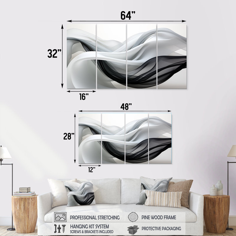 Ensemble d'art mural liquide 4 pièces, H 28 po x l 48 po