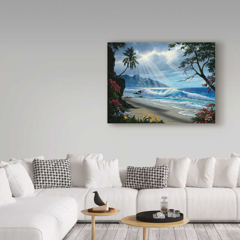 Fikes 'Waves Under Clouds 2' Oil Painting Print on Wrapped Canvas, 14" H x 19" W
