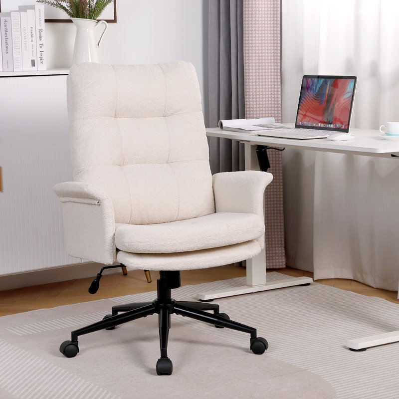 Chaise de bureau pivotante rembourrée, Beige