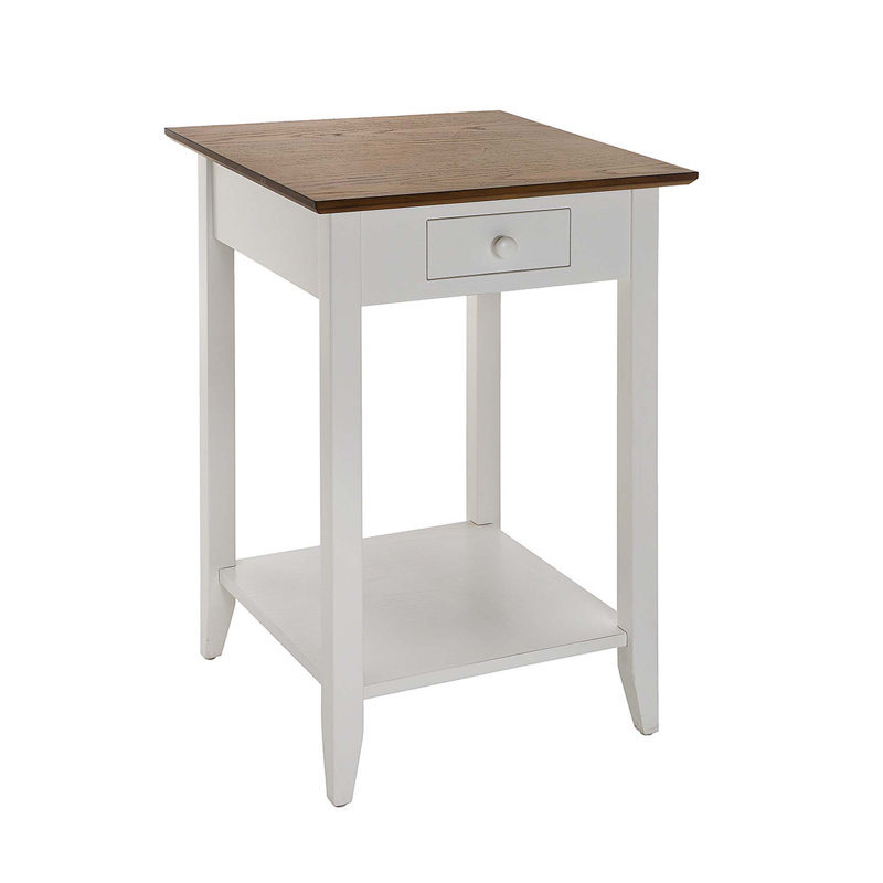Table de bout avec rangement Carbin, Blanc / bois flottant