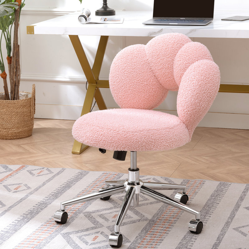 Chaise de bureau à domicile avec pivot 360 ° et siège en tissu - rose rotatif relaxant pour, Rose