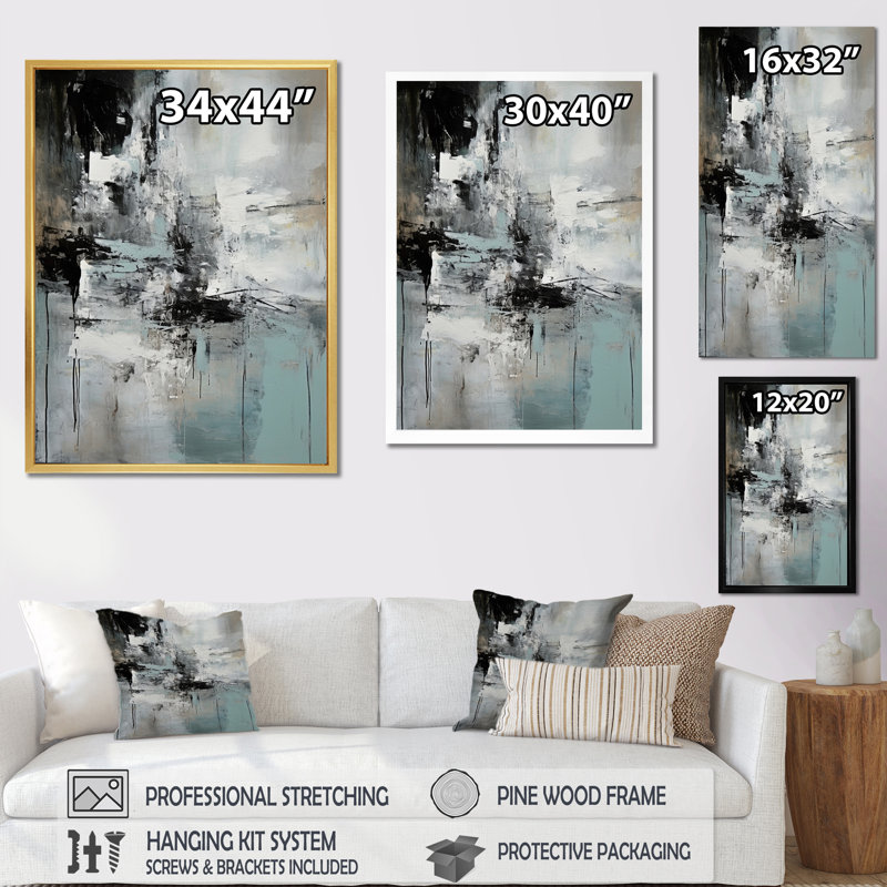 «Serene Subtility In Abstract Light Blue I», reproduction d'art sur toile, Cadre naturel flottant, 20" H x 12" W