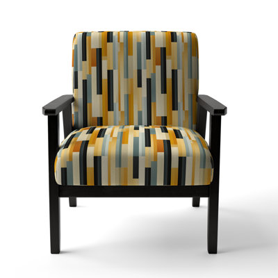 Motif à lignes jaunes rayées - Fauteuil rembourré moderne, fauteuil d'appoint à motif rayé