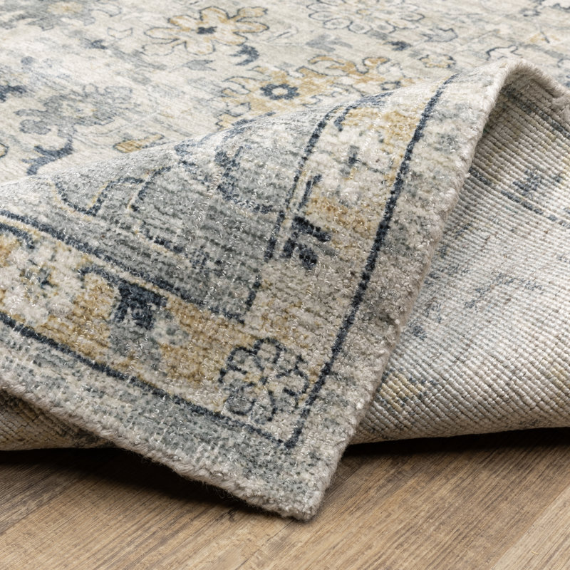 Tapis oriental gris / bleu en laine fabriqué à la main Alexandrie, Tapis de couloir 2 pi 6 po x 10 pi