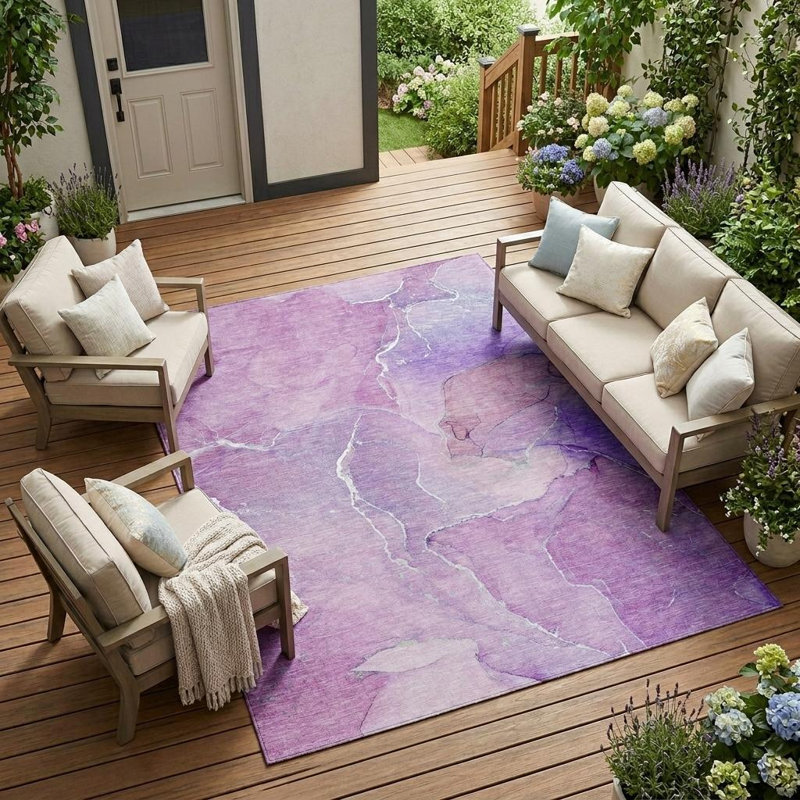 Tapis extérieur lavable et antidérapant 8 pi x 10 pi mauve