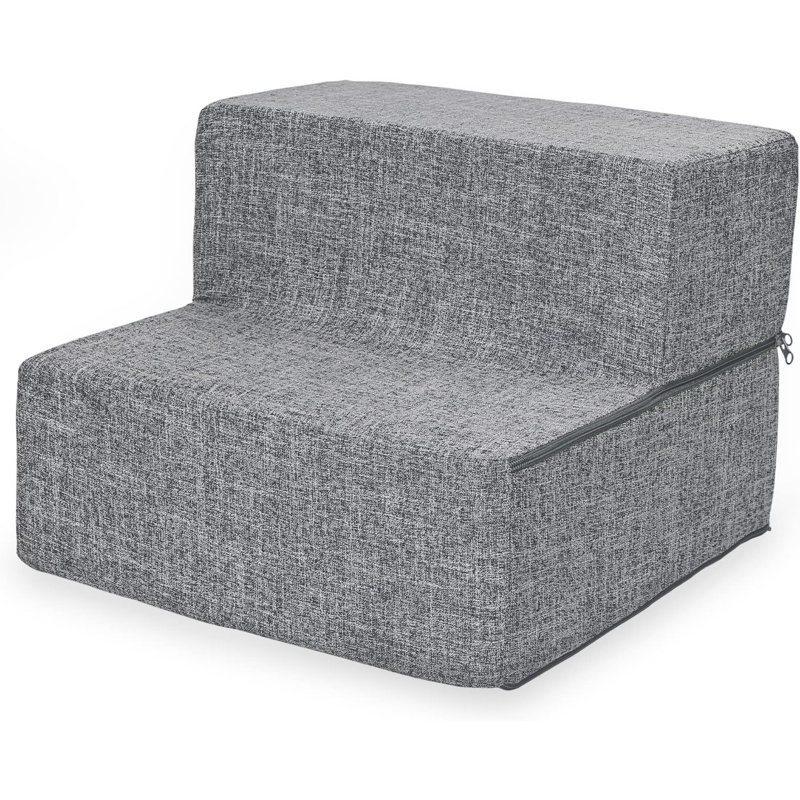 Escabeaux pliables en mousse pour petits chiens et chats, escaliers portatifs pour rampe pour canapé, canapé et lit surélevé, marchepied intérieur équilibré antidérapant, coffre-fort en lin cendré, 2 marches