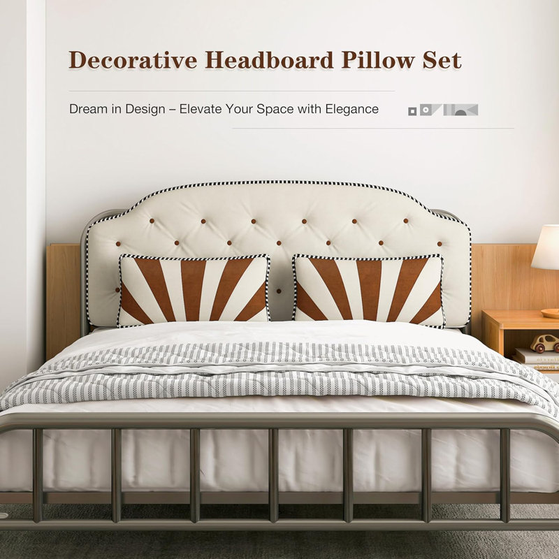 Queen Upholstered Headboard, Beige