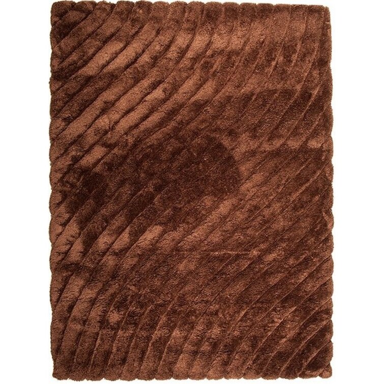 Caress Solid Colour Machine Woven Brown Area Rug