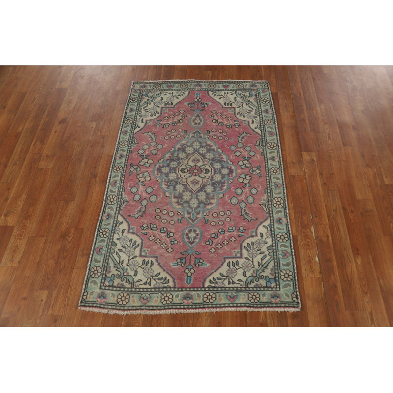 Tapis rose médaillon en laine 3x5