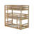 Triple Rubber Wood Bunk Bed with Two Built-in Ladders, Guardrails, Twin over Twin over Twin, Detachable Triple Twin Bunk Bed-209148142