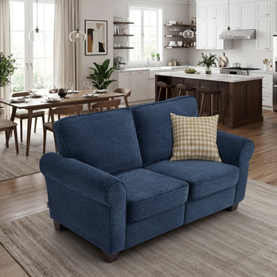 67.7" Rolled Arm Upholstered Loveseat Sofa, 2-Seater Couch with Solid Wood Legs