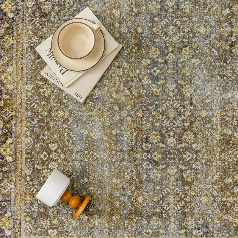 Tapis oriental de style persan Lorena, Rectangle 8 pi 6 po x 11 pi 6 po, Brun