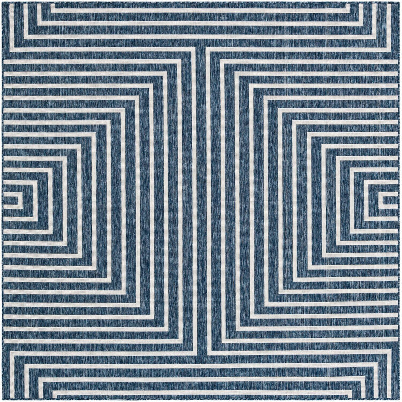 Contemporary Odawa Area Rug Blue Color, Square 12'