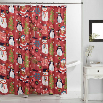 Holiday Dobby Set Shower Curtain with Hooks Included