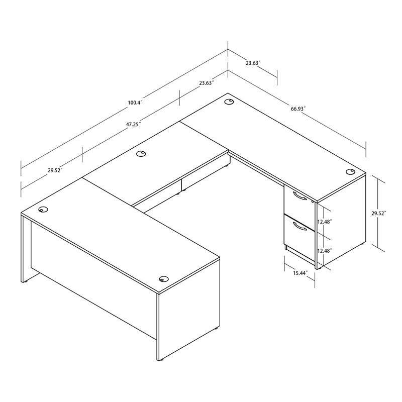 Gitana 100.4'' U-shaped Desk with File Cabinets, Espresso