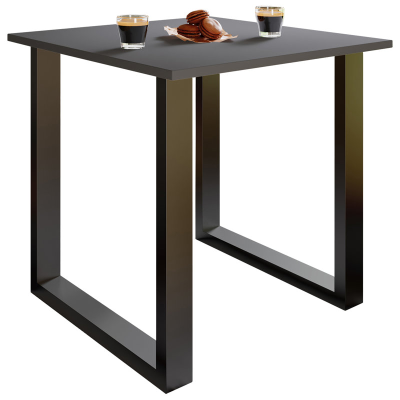 Alexious Metal Base Dining Table, 76cm H x 80cm W x 50cm D, Black, Black