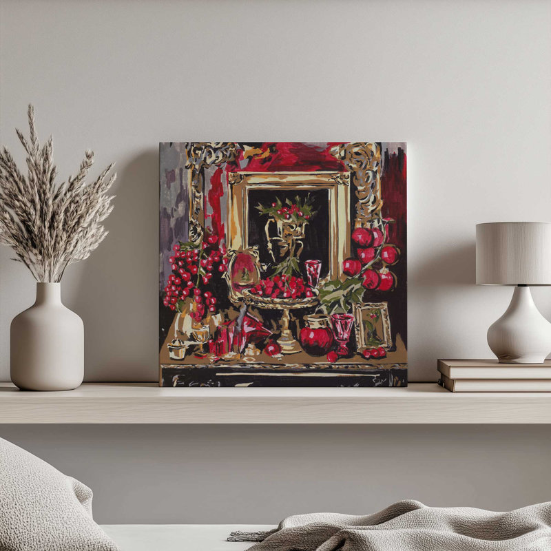 «Cherry Ember I» par Melissa Wang, reproduction d'art sur toile, H 12 po x l 12 po