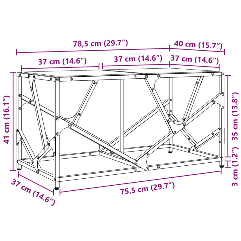 Akiel Coffee Table, Black, 41cm H x 78.5cm L x 40cm W
