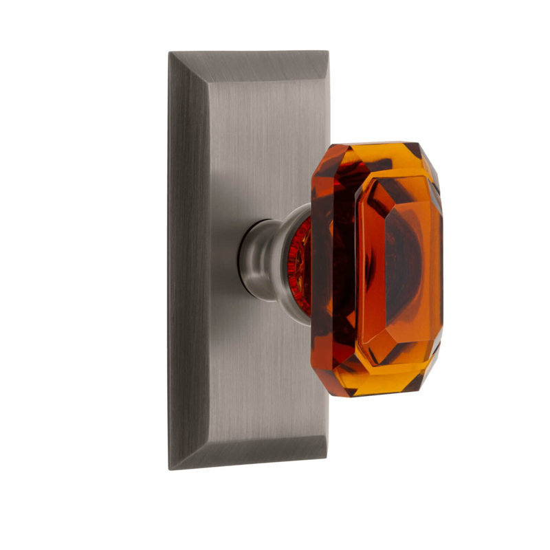 Grandeur Concealed Screw Mechanism Geometric Knob with Rectangle Rosette, Antique Pewter