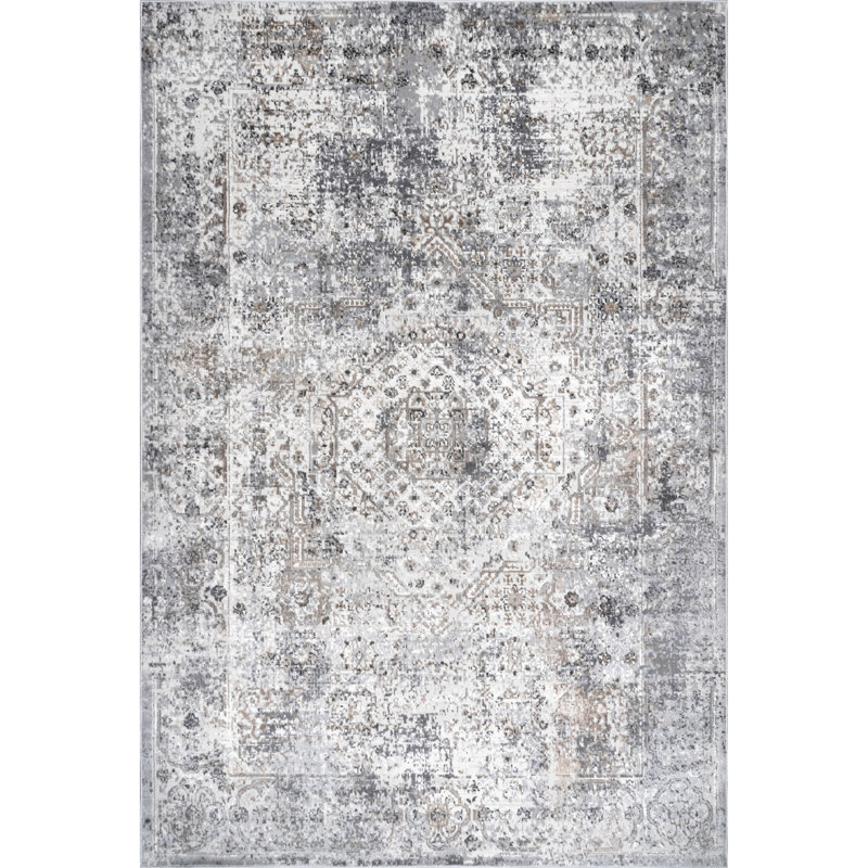 Siasconset Oriental Gray Area Rug, Rectangle 4' x 6'