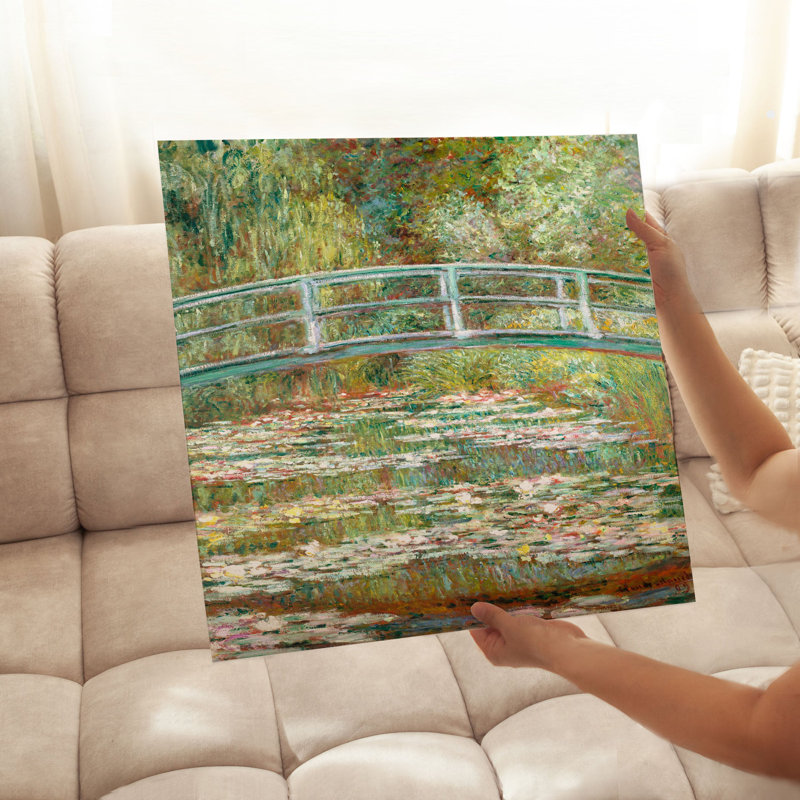 Architecture et bâtiments Claude Monet - pont sur un étang de nénuphars, reproduction d'art classique sans cadre