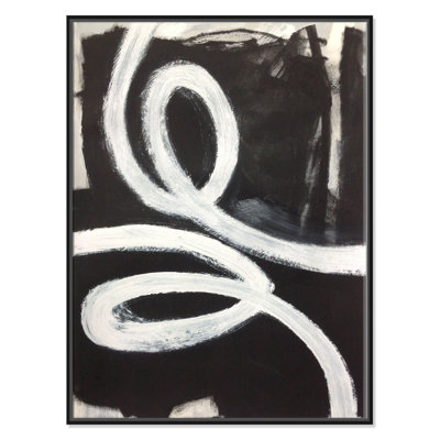 White Swirly Swirls 1 - Floater Frame Painting on Canvas