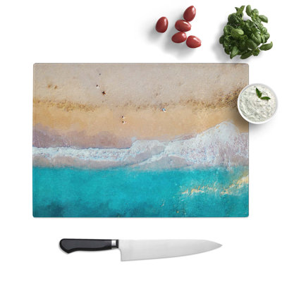 Tempered Glass Walking upon a Beach in Corfu Greece Chopping Board