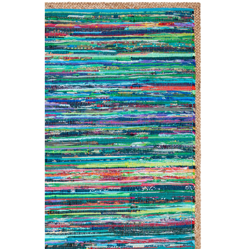 Tapis abstrait en coton et jute tissés à la main Naveen, Rectangle de 5 pi x 8 pi