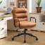 Fauteuil de bureau ergonomique à 2 couches en similicuir rembourré avec pattes en cuir-228900729