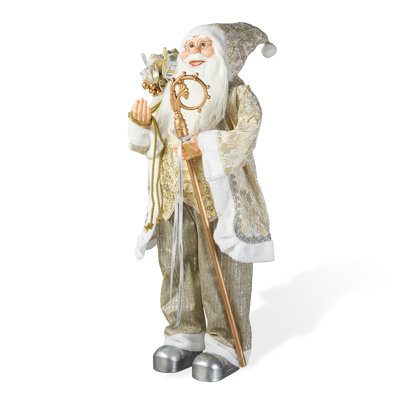 35"H Oversized Faux Fur Christmas Elegant Santa Figurine