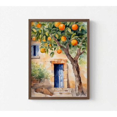 Reproduction d'art méditerranéen orangé méditerranéen