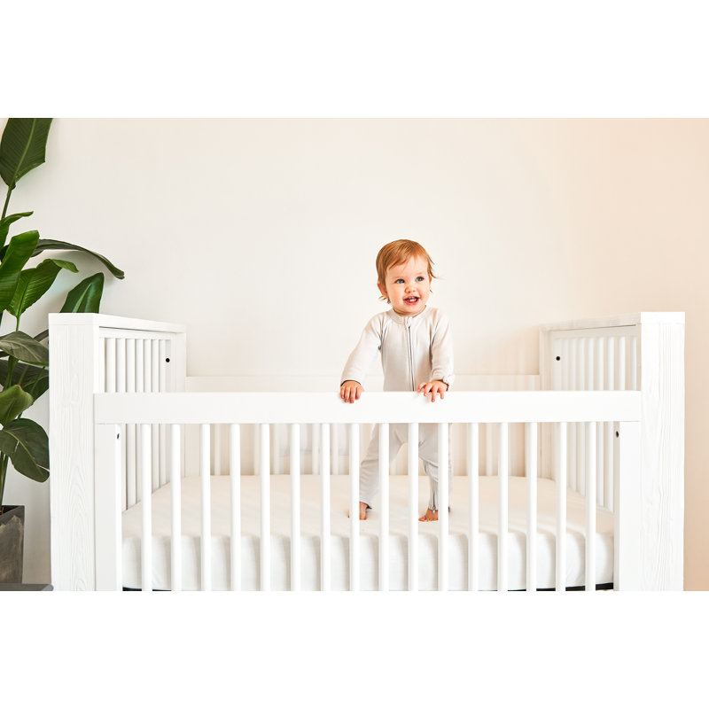 Milk Street Baby True Traditional Crib (Acacia/Snow), White