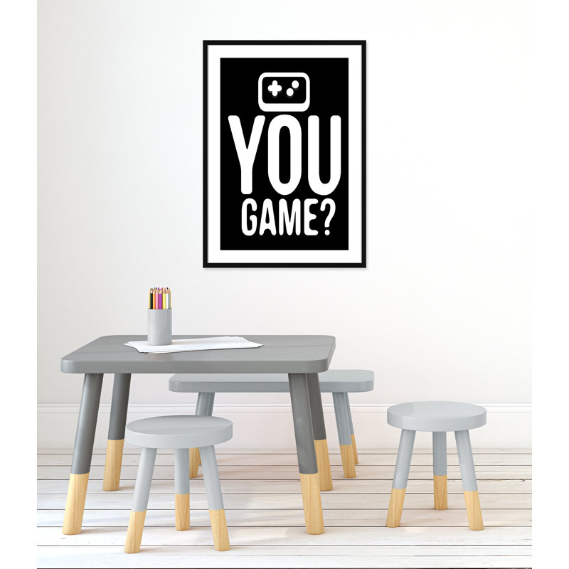 «You Game inversée», art encadré, H 36,5 po x l 26,5 po x P 0,63 po, Encadré de boîte noir
