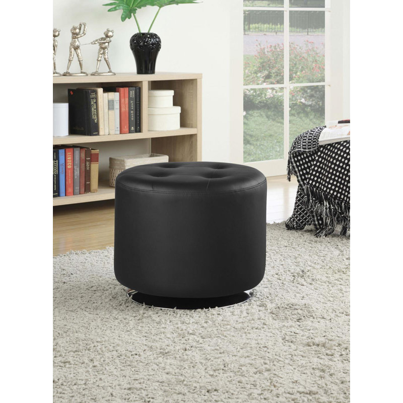 Repose-pieds en cuir Travas, Similicuir noir