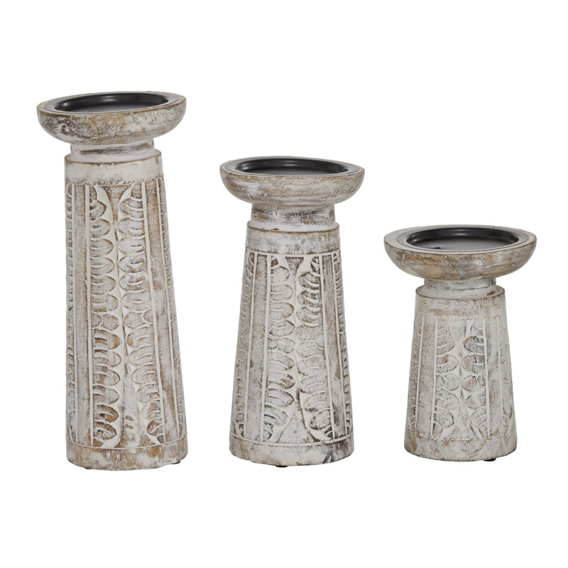 9.90'' H Wood Tabletop Candlestick
