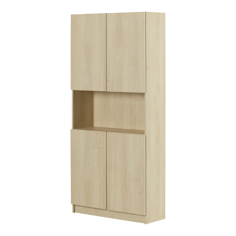 Armoire de rangement large à 4 portes avec rangement ouvert Arum, Chêne blanchi