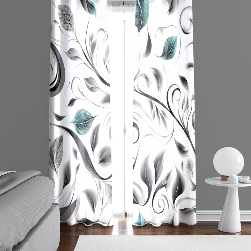 Paire de rideaux semi-transparents en polyester Arevalo, L 40 po x L 52 po
