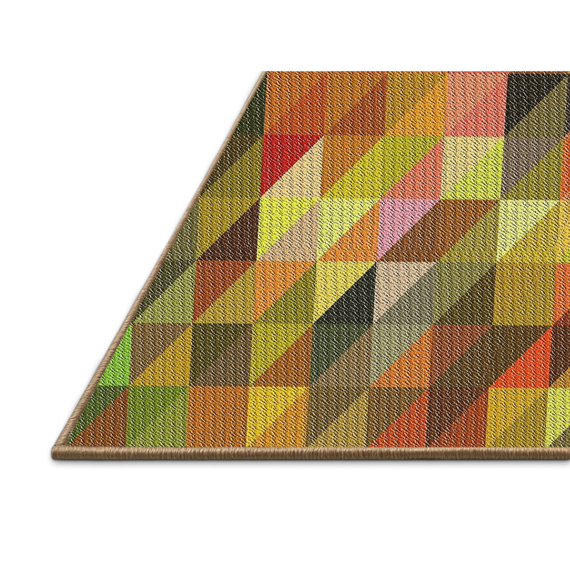 Tapis décoratif à motifs jaune/bleu/orange, Rectangle 5 pi x 7 pi