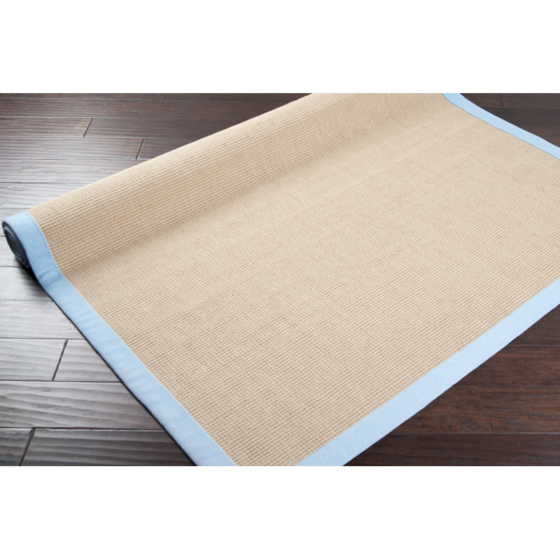 Tapis brun clair / bleu en jute tissé à la main Laaspere, Rectangle 2 pi x 3 pi