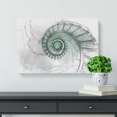 Lighthouse Spiral Staircase In Abstract - Wrapped Canvas Print