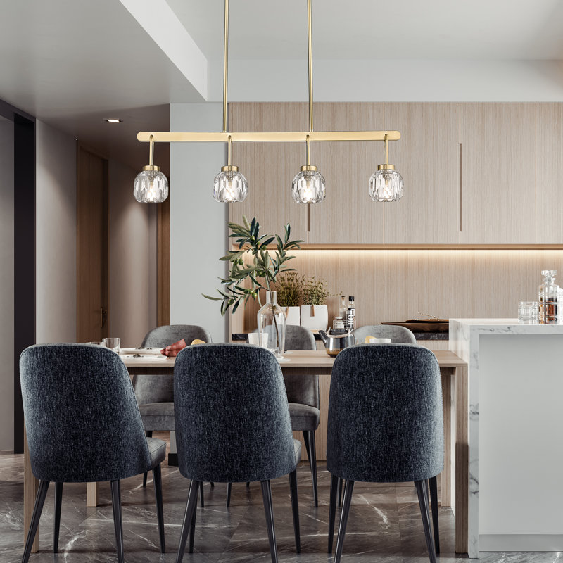 32'' 4-Light Modern Crystal Kitchen Island Pendant 